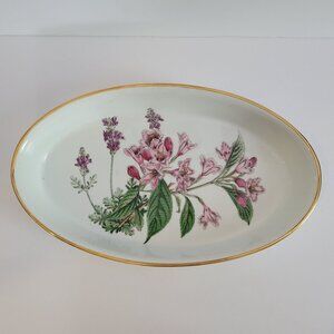 Vintage Spode English Oval Floral Casserole Dish With Gold Trim